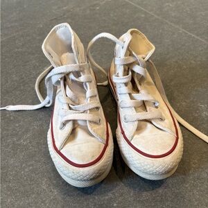 Kids Canvas High-Tops - Beige with Red Trim